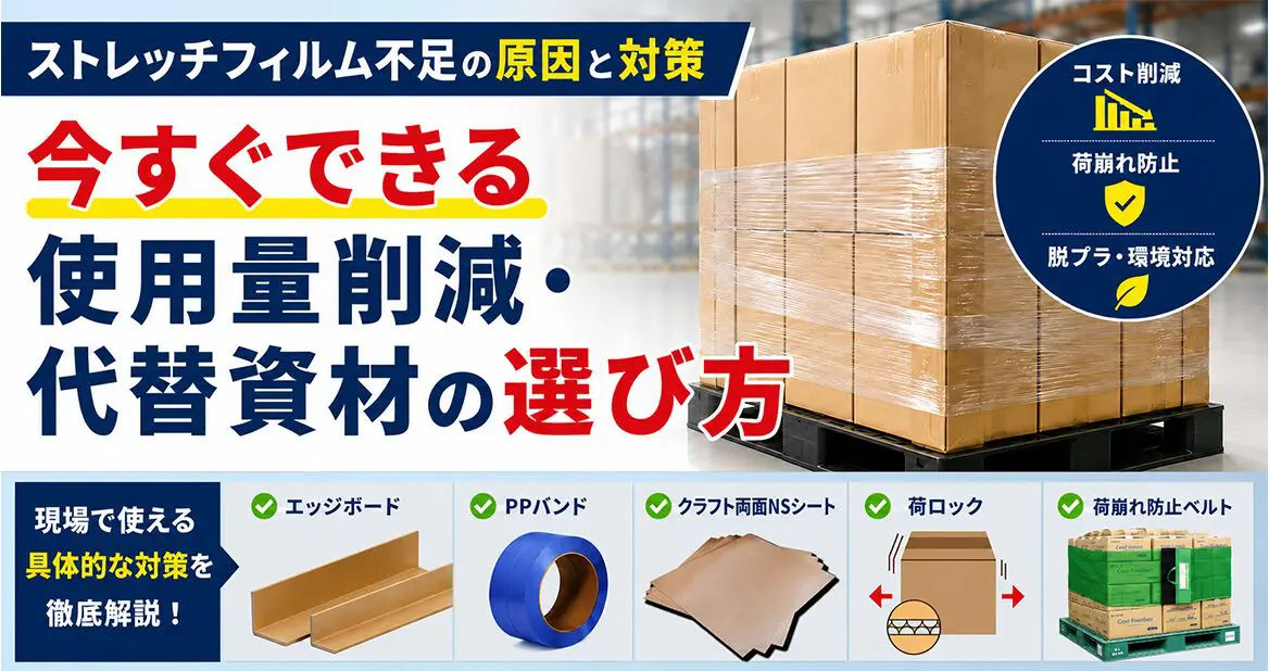 ストレッチフィルム不足の原因と対策｜今すぐできる使用量削減・代替 